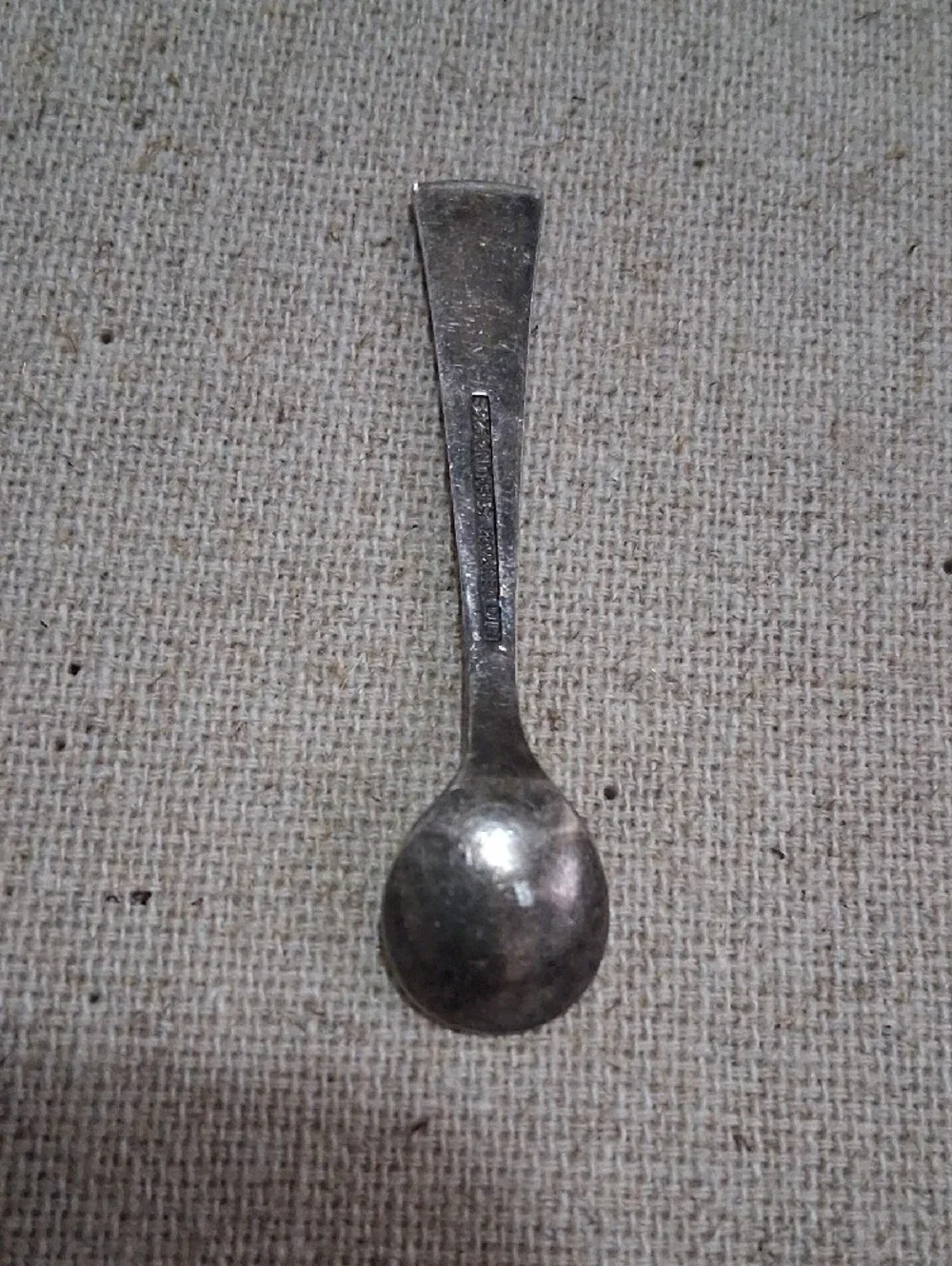 Vintage White and Silver Sterling Silver Spoon, Stamped Denmark Sterling